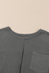 Exposed Seam Patchwork Bubble Sleeve Waffle Knit Top